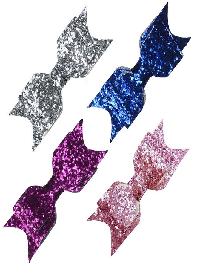 LINYUEARUI 4pcs Multicolor Sparkling 3.54 Inch Glitter Hair Bows,Sparkling golden hair clip, sparkling cute crocodile clip sequin hair clip,Suitable for teenage women's carnival Christmas weddings. - Image 1